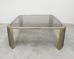 Large Modernist Sofa Table attr. to Romeo Rega, in steel and brass plated steel