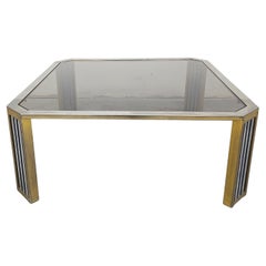 Large Modernist Sofa Table attr. to Romeo Rega, in steel and brass plated steel