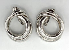 Large Modernist Sterling Silver Hoop Earrings by David Varsano