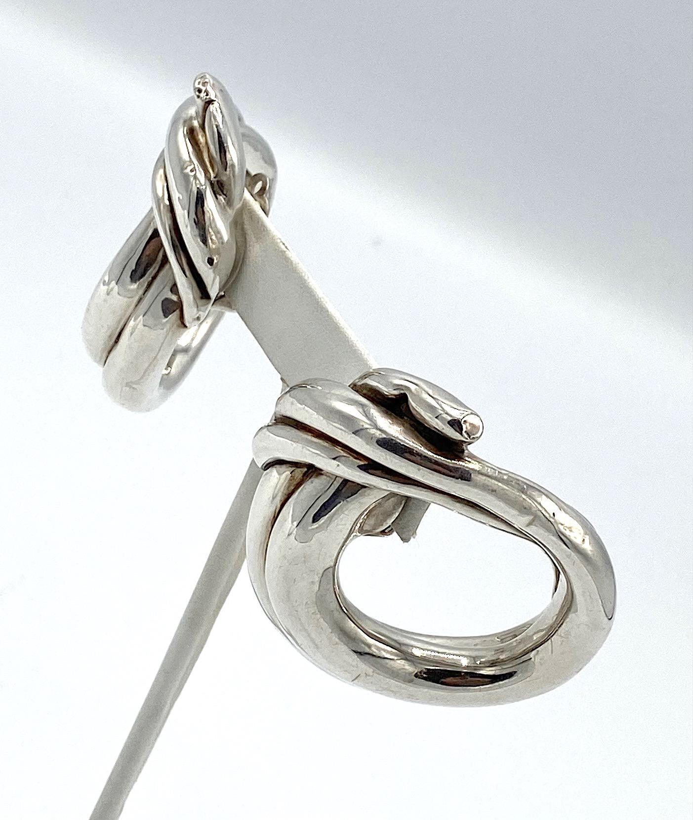 Women's Large Modernist Sterling Silver Hoop Earrings by David Varsano