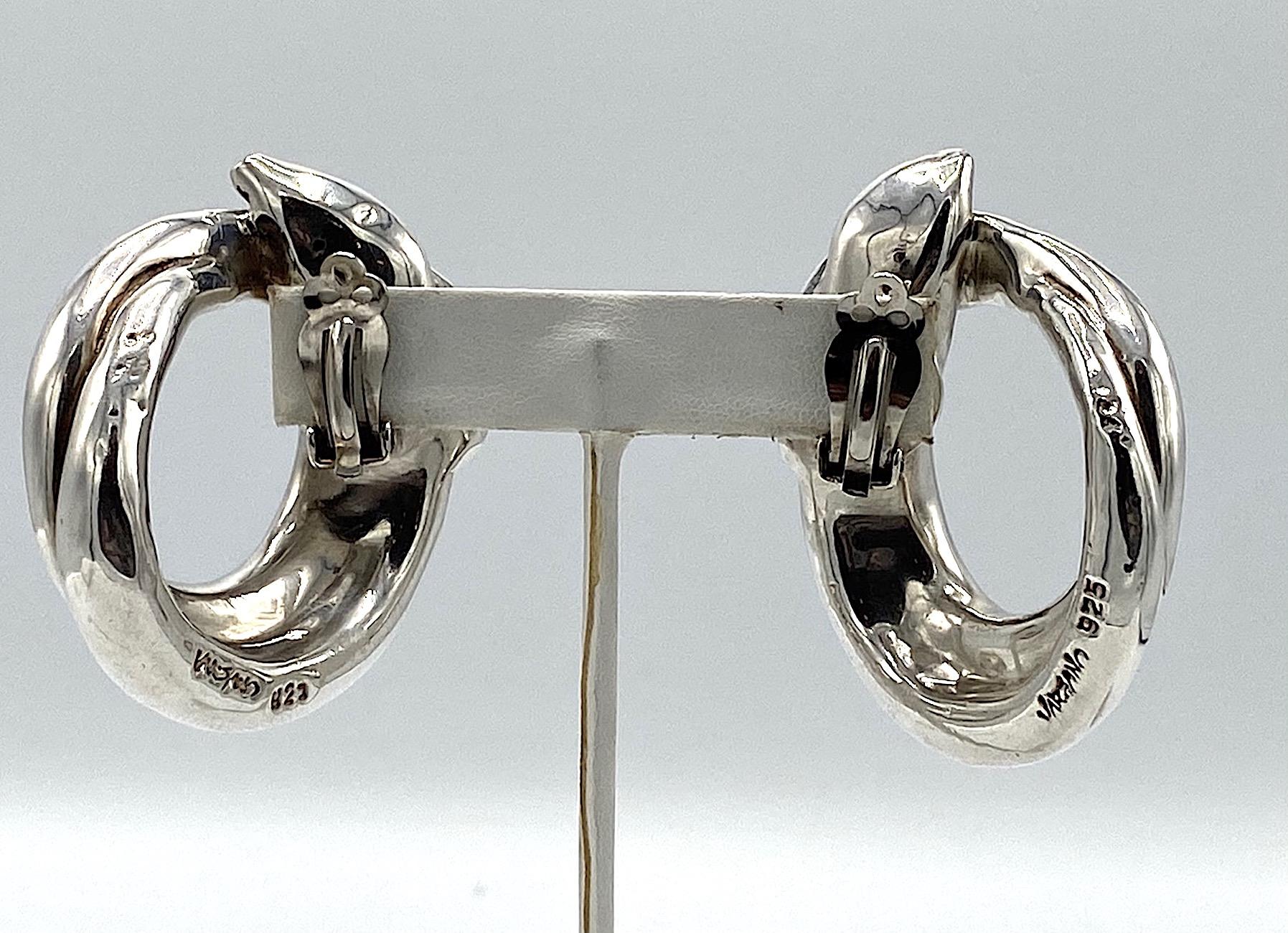 Large Modernist Sterling Silver Hoop Earrings by David Varsano 1