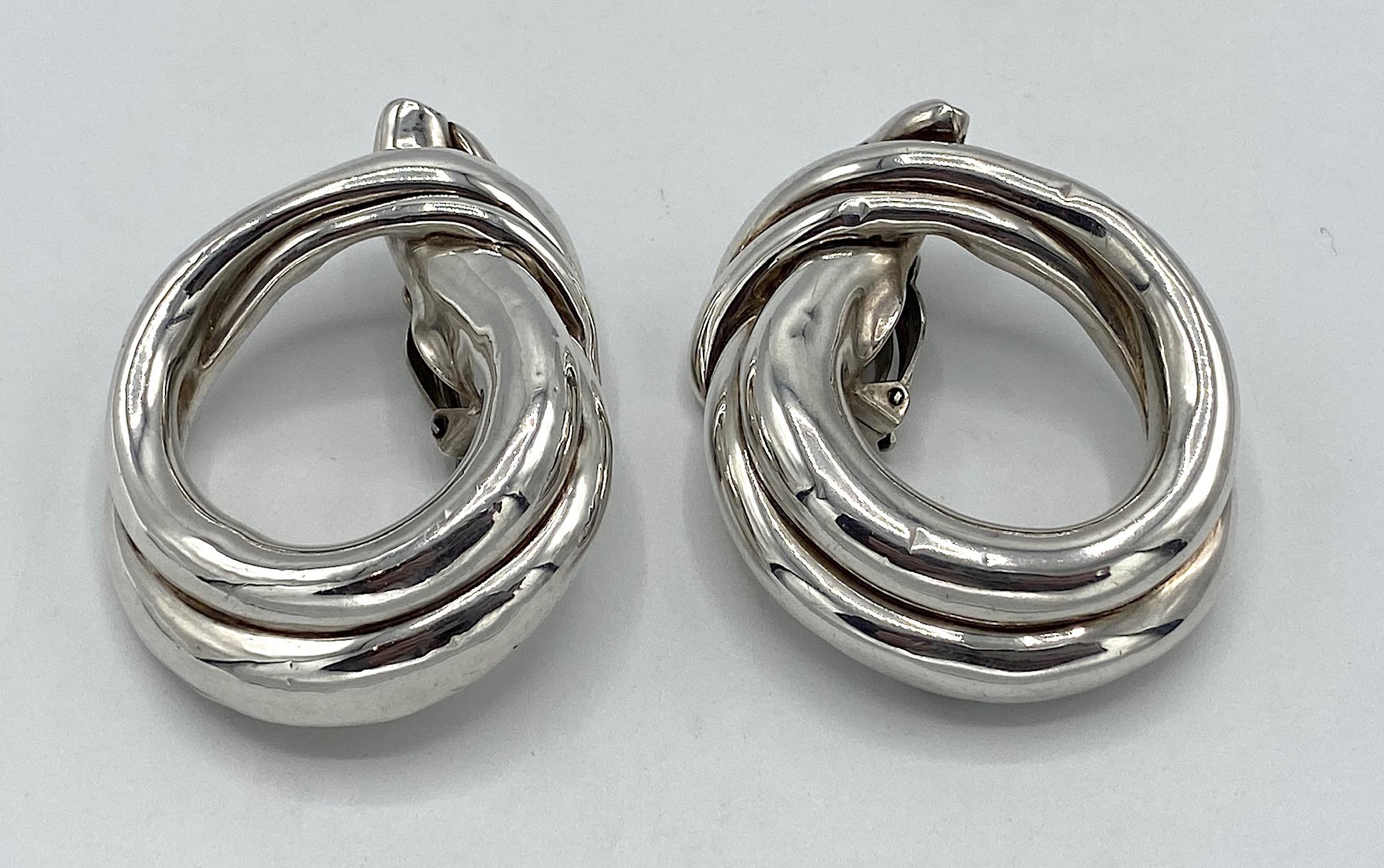 Large Modernist Sterling Silver Hoop Earrings by David Varsano 2