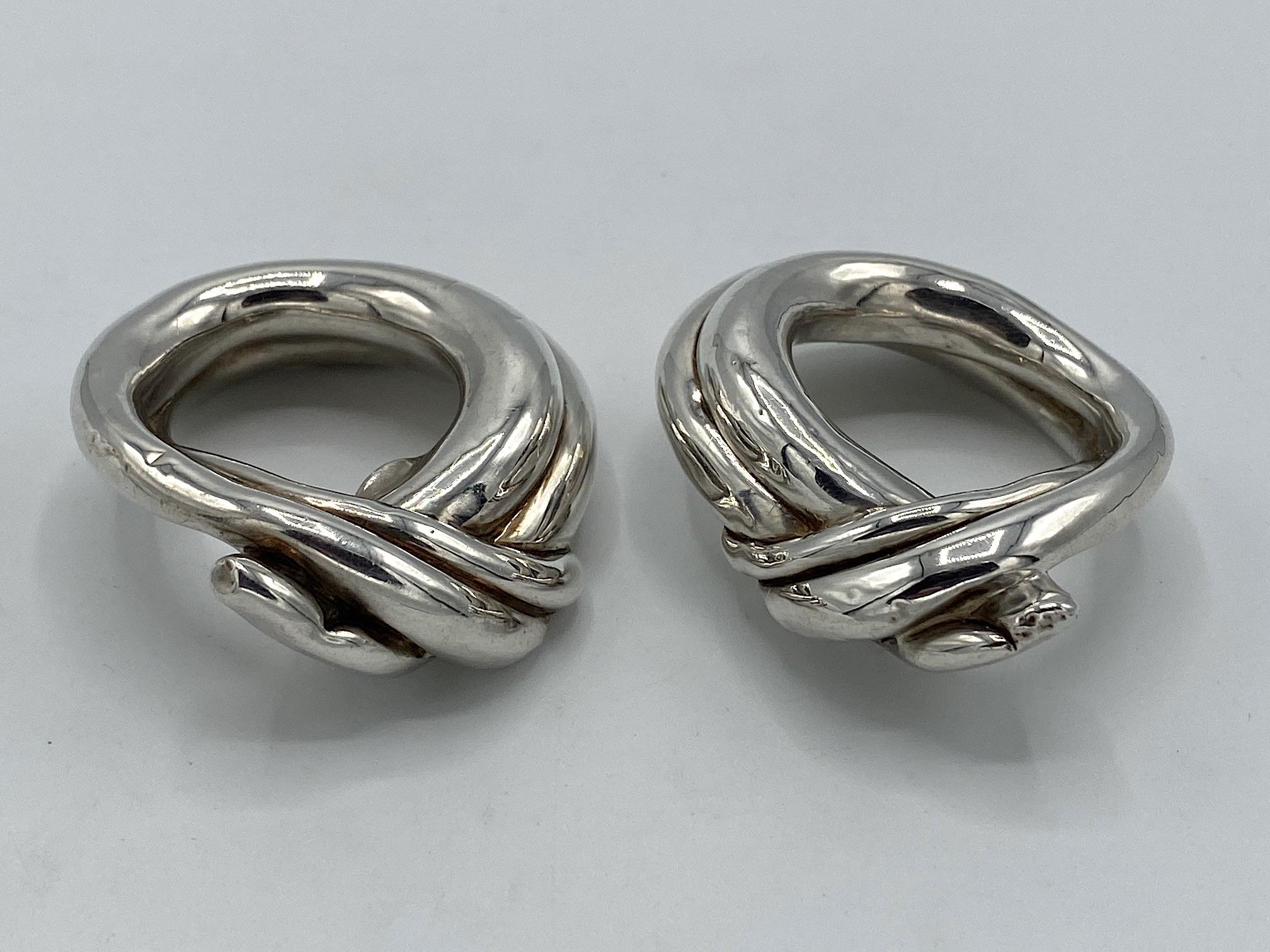 Large Modernist Sterling Silver Hoop Earrings by David Varsano 3