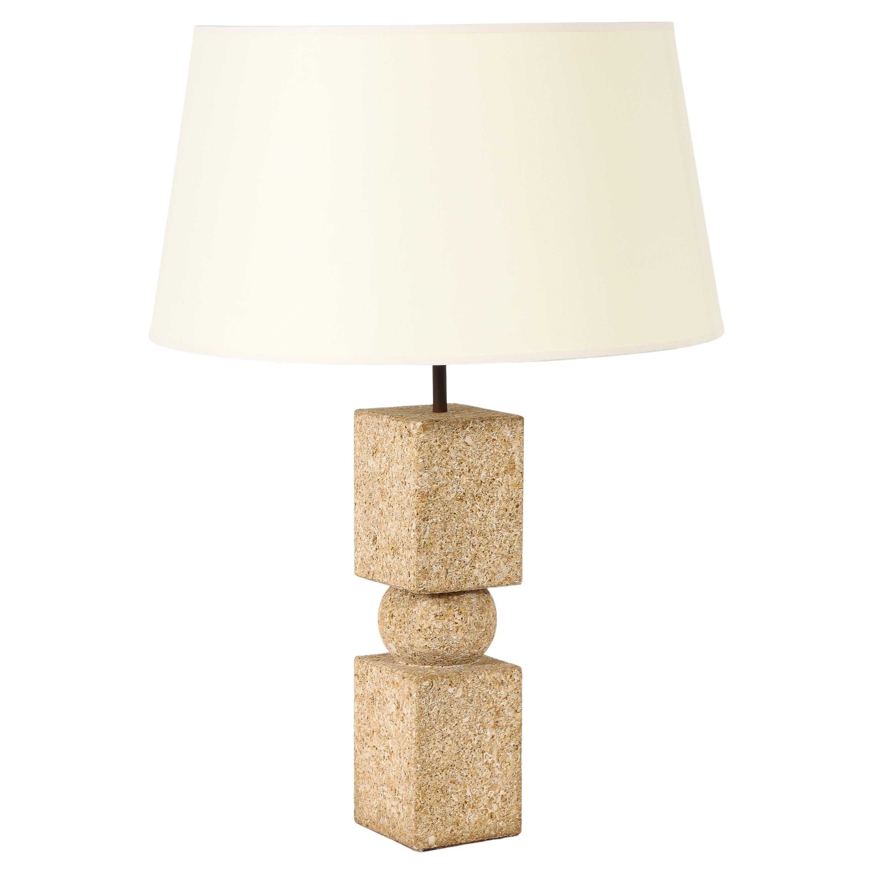 Large Modernist Stone Lamp, France 1960's