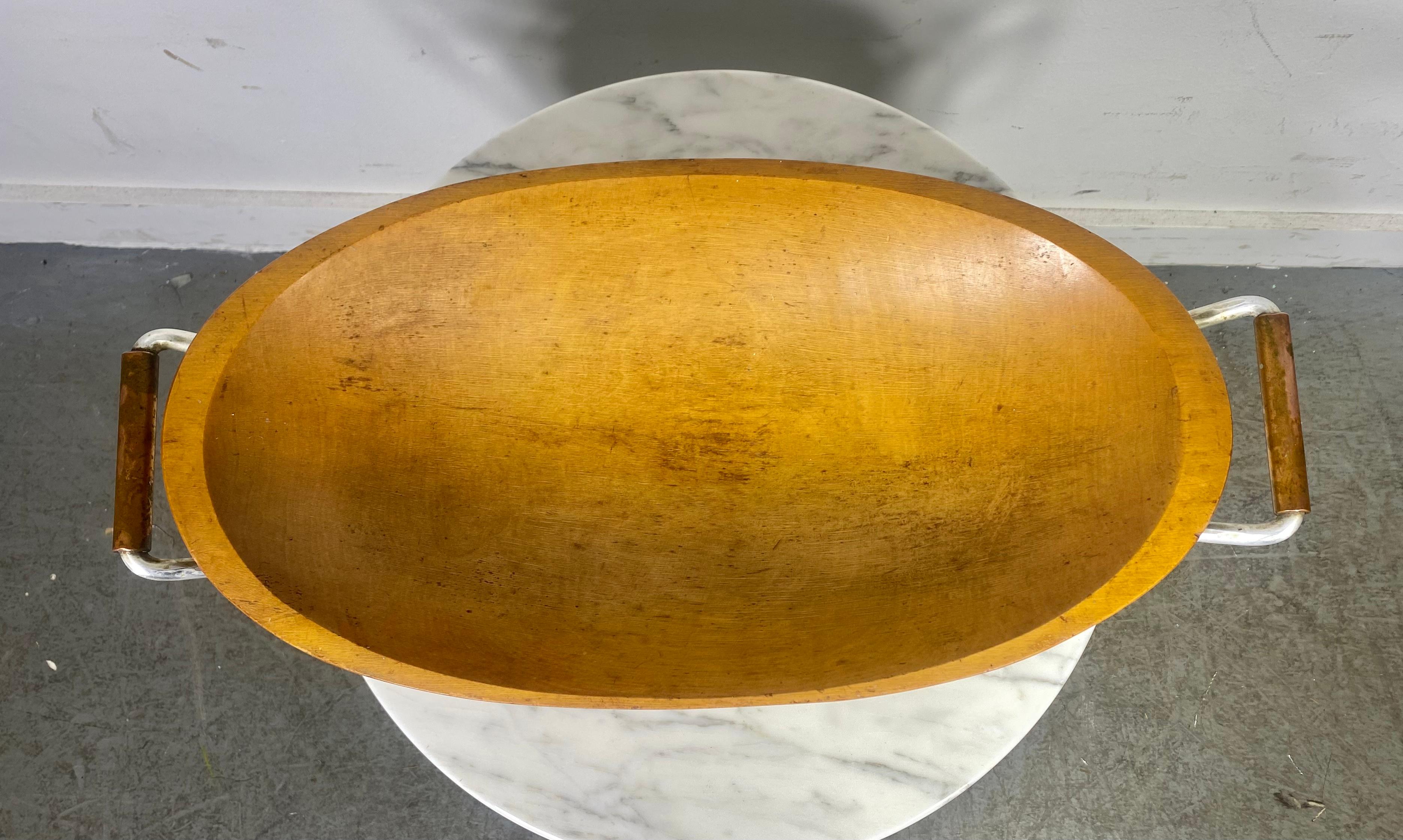 Large Modernist Teak, hammered aluminum, copper centerpiece / bowl  For Sale 1