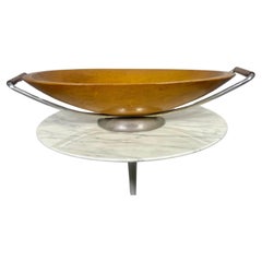 Vintage Large Modernist Teak, hammered aluminum, copper centerpiece / bowl 