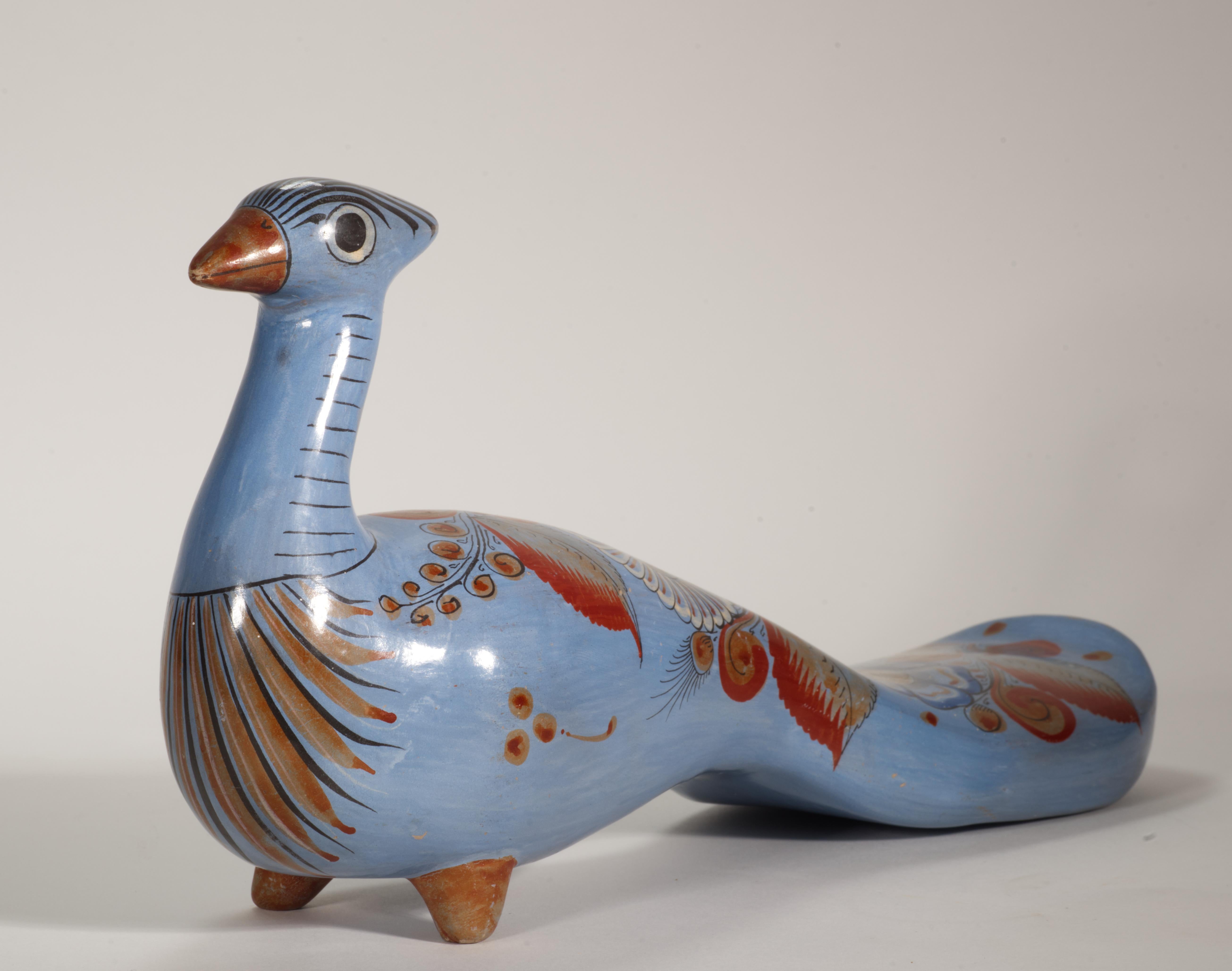 20th Century Large Modernist Tonala Bird Sculpture, Signed