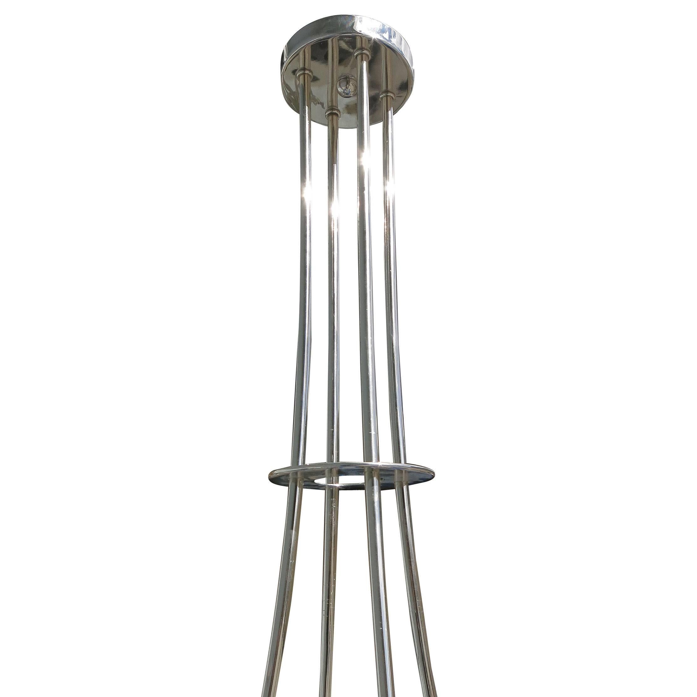 Großer modernistischer Zwölf-Leuchten-Kronleuchter aus Nickel im Zustand „Hervorragend“ im Angebot in Van Nuys, CA
