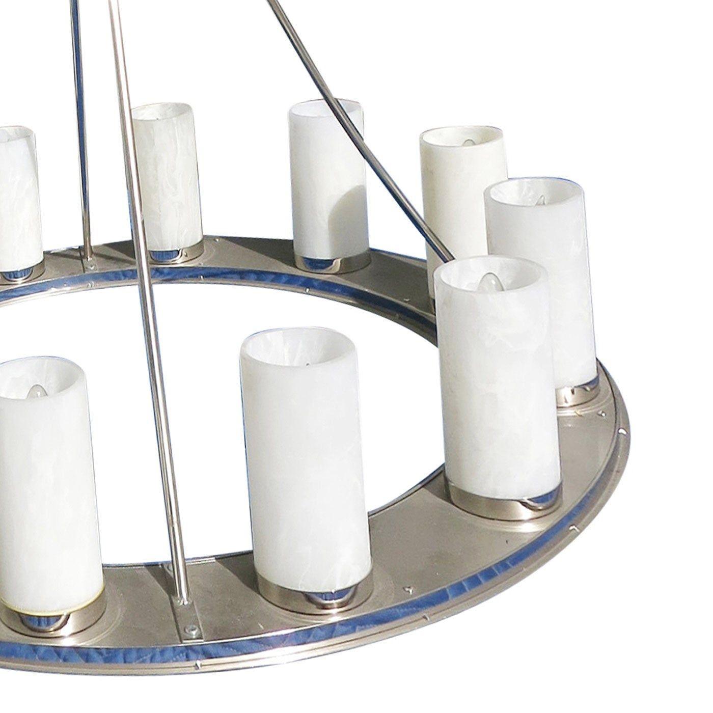 Large Modernist Twelve-Light Nickel Finished Chandelier in vendita 2