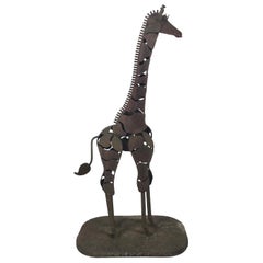 Grande sculpture de jardin Modernist Welded Steel "Giraffe" Artist Signed