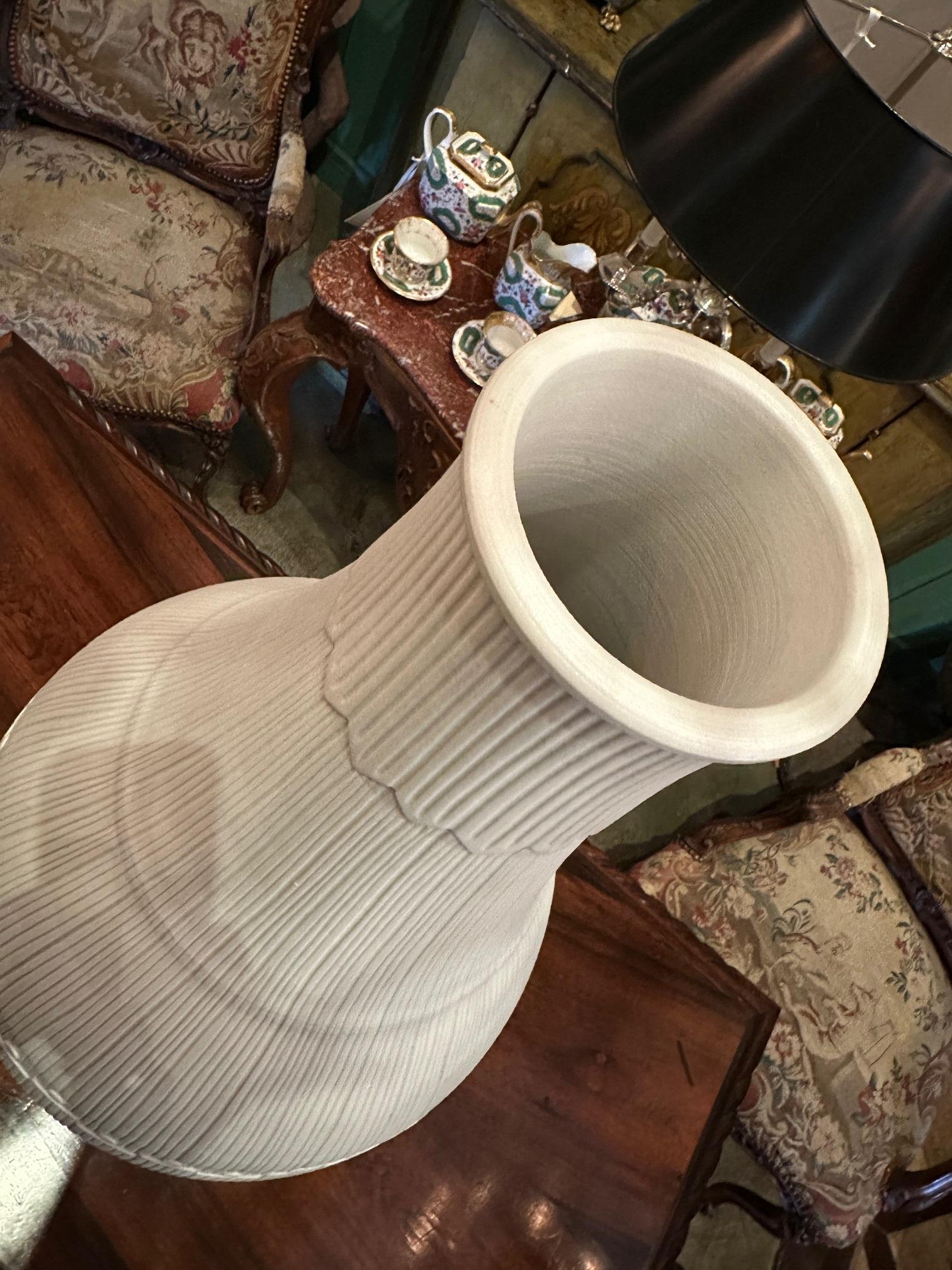 Large Modernist White Glazed Vase Jar Center Piece Focal point Decorative Modern For Sale 7