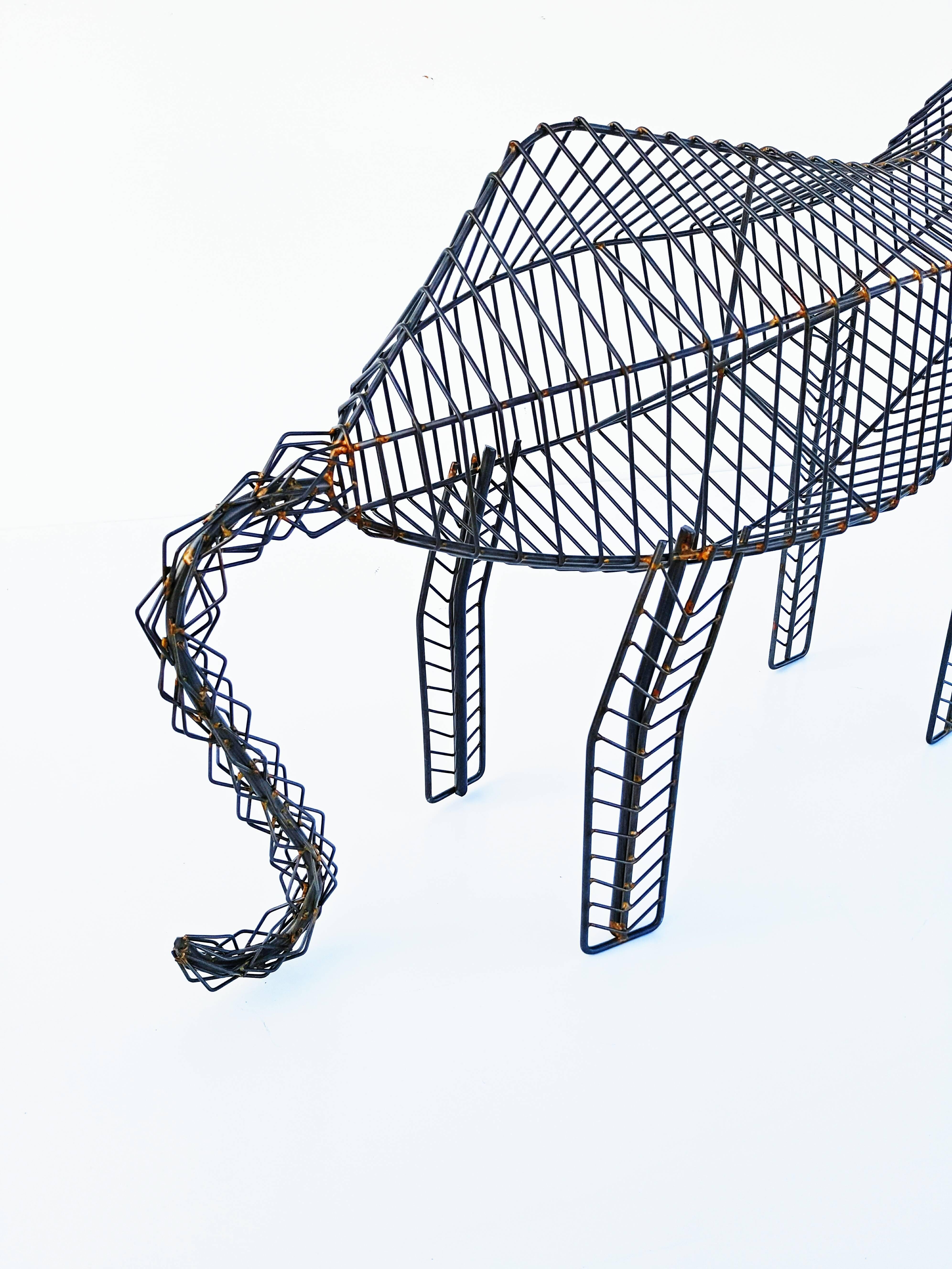 Large Modernist Wire Lion Sculpture For Sale 1
