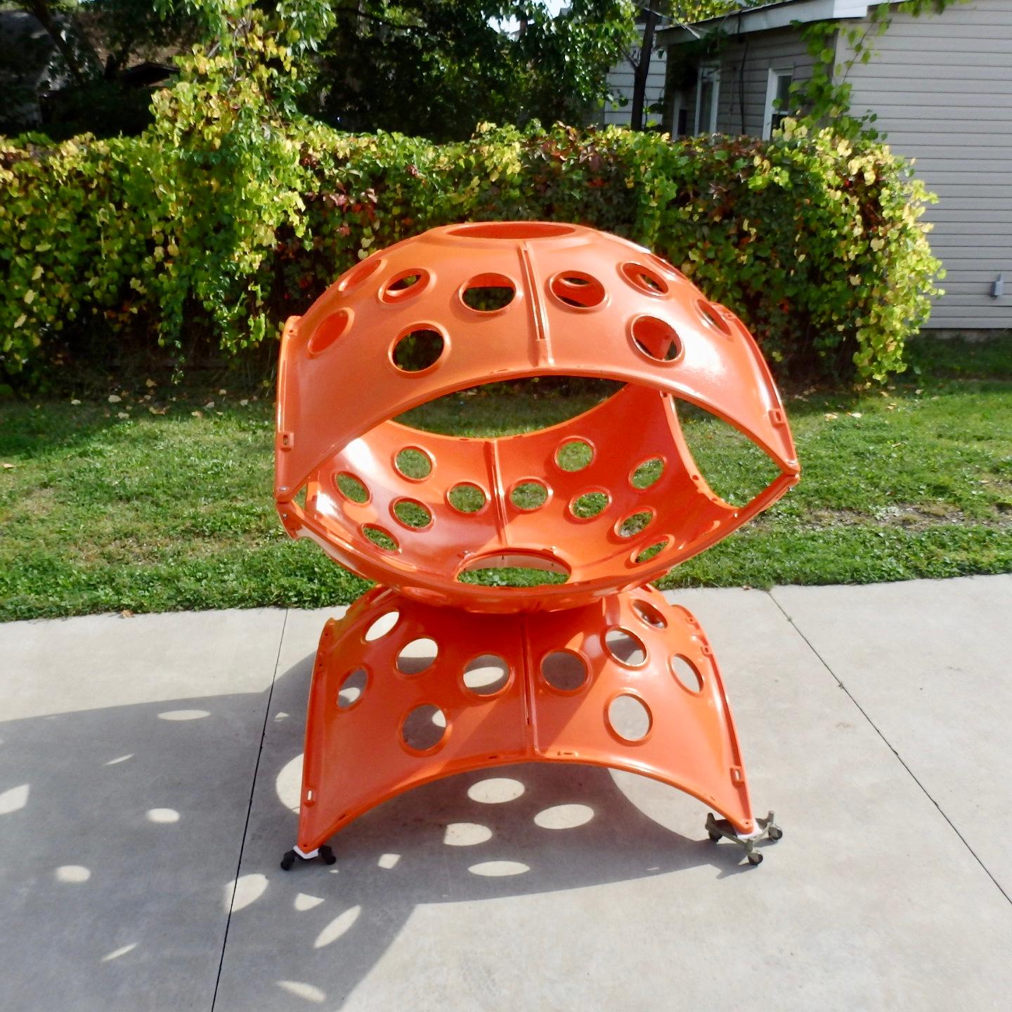 Poudré Grande sculpture modulaire en fonte d'aluminium orange Yard Art Indoor Outdoor Playground Sculpture en vente