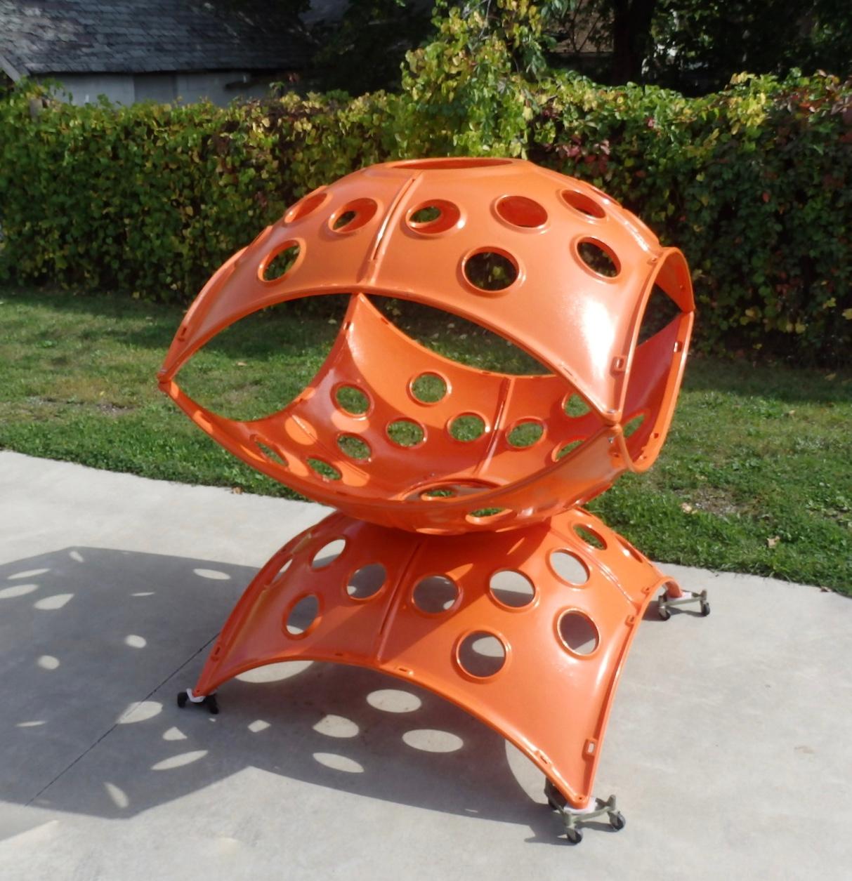 Mid-Century Modern Large Modular Cast Aluminum Orange Yard Art Indoor Outdoor Playground Sculpture For Sale