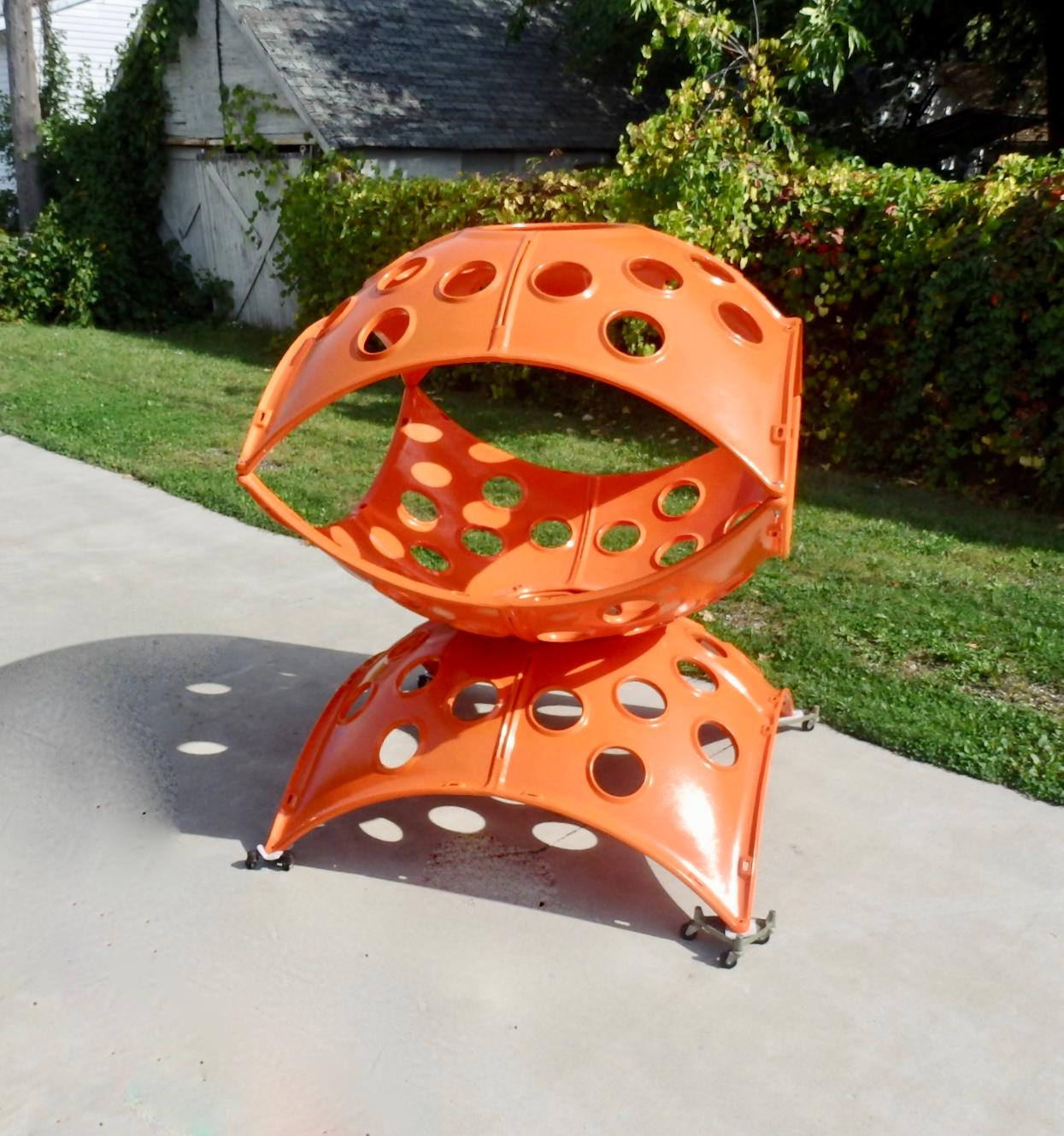 Powder-Coated Large Modular Cast Aluminum Orange Yard Art Indoor Outdoor Playground Sculpture For Sale