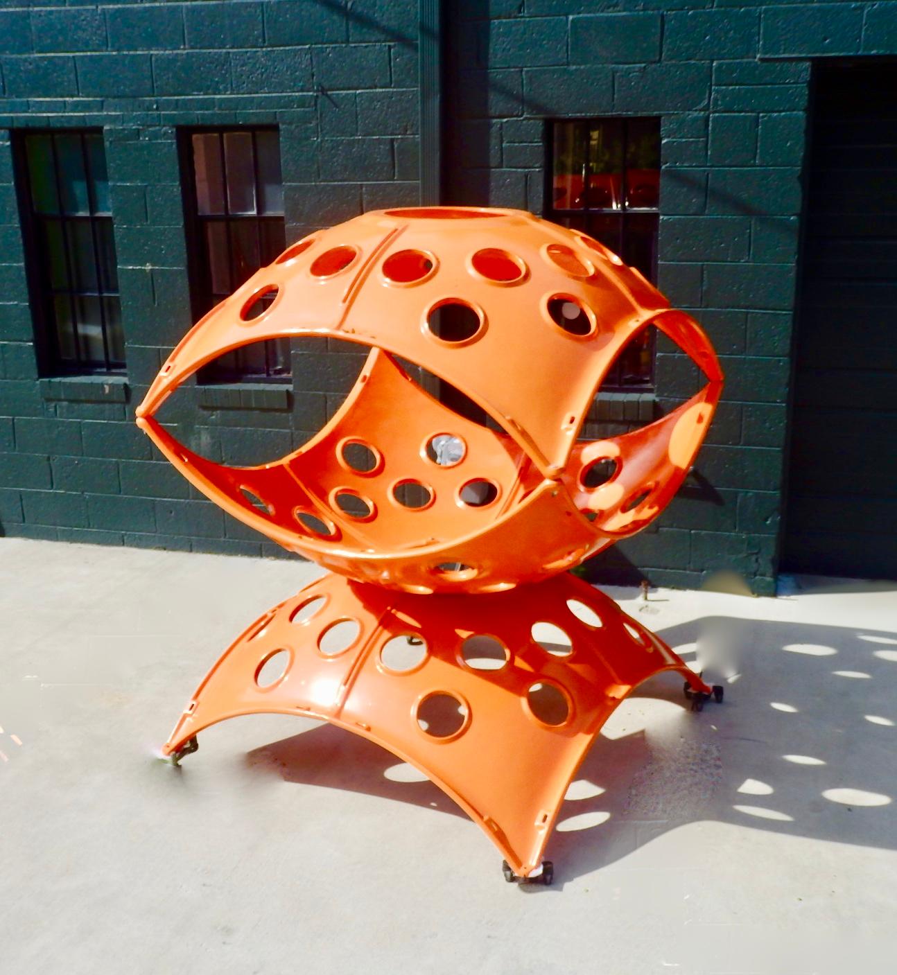 Grande sculpture modulaire en fonte d'aluminium orange Yard Art Indoor Outdoor Playground Sculpture en vente 1