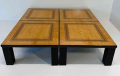 Large Modular Coffee Table Composed of Four Matching Elements, with Wood Inlay