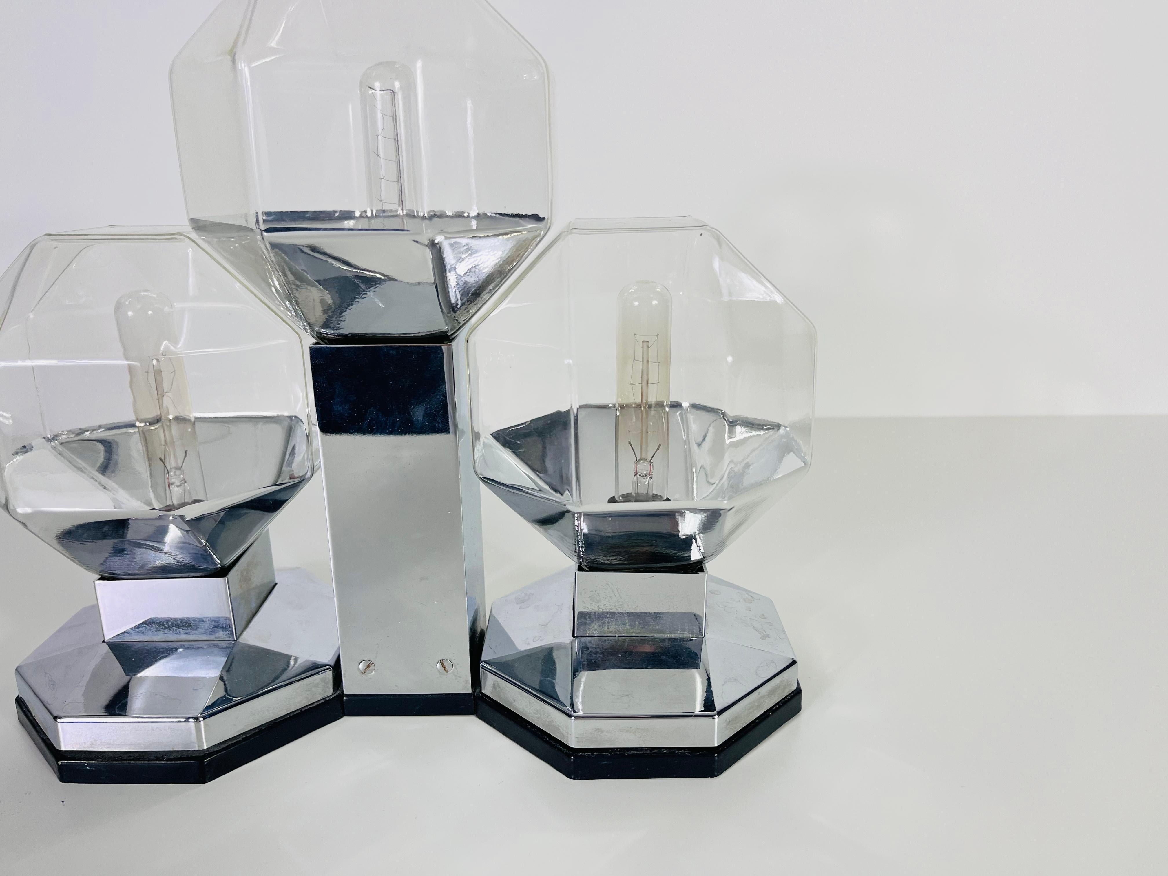 Glass Large Modular Flush Mount or Table Lamp by Motoko Ishii for Staff Leuchten, 1970 For Sale