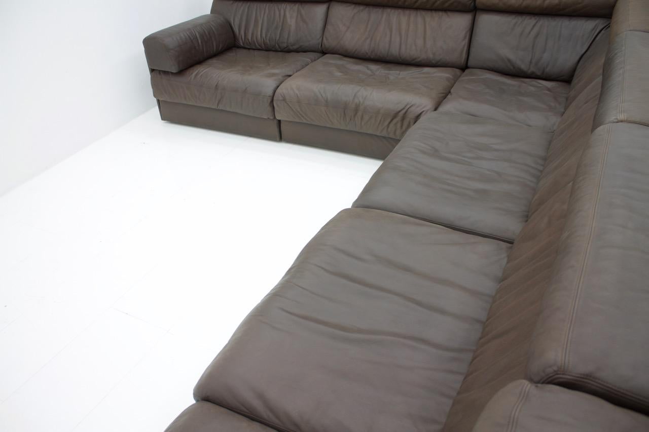 Sectional Sofa in Dark Brown Leather by De Sede DS 76 Switzerland, 1970s For Sale 5