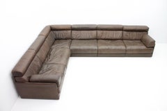 Sectional Sofa in Dark Brown Leather by De Sede DS 76 Switzerland, 1970s