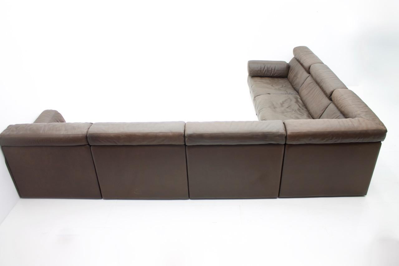 Sectional Sofa in Dark Brown Leather by De Sede DS 76 Switzerland, 1970s For Sale 2