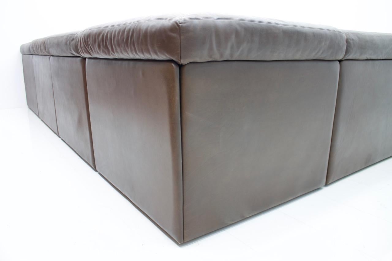 Sectional Sofa in Dark Brown Leather by De Sede DS 76 Switzerland, 1970s For Sale 3