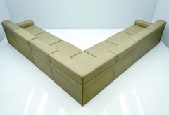 Large Modular Sectional Sofa in Elephant Grey Leather by Walter Knoll, 1970s