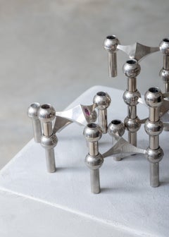 Large Modular Set of 12 Nagel S22 Chrome-Plated Candleholders for Stoff, Germany
