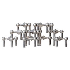 Large Modular Set of 12 Nagel S22 Chrome-Plated Candleholders for Stoff, Germany
