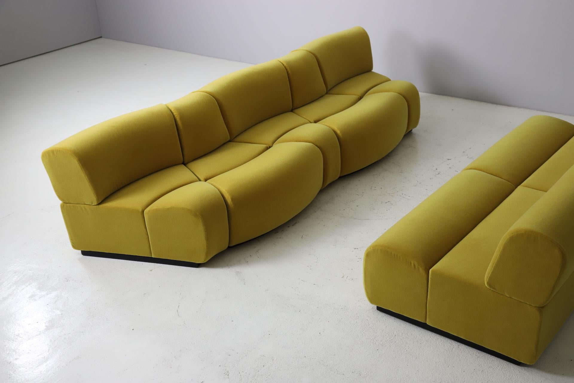 Large modular sofa by Asko in mohair upholstery, Finland 1970s 8