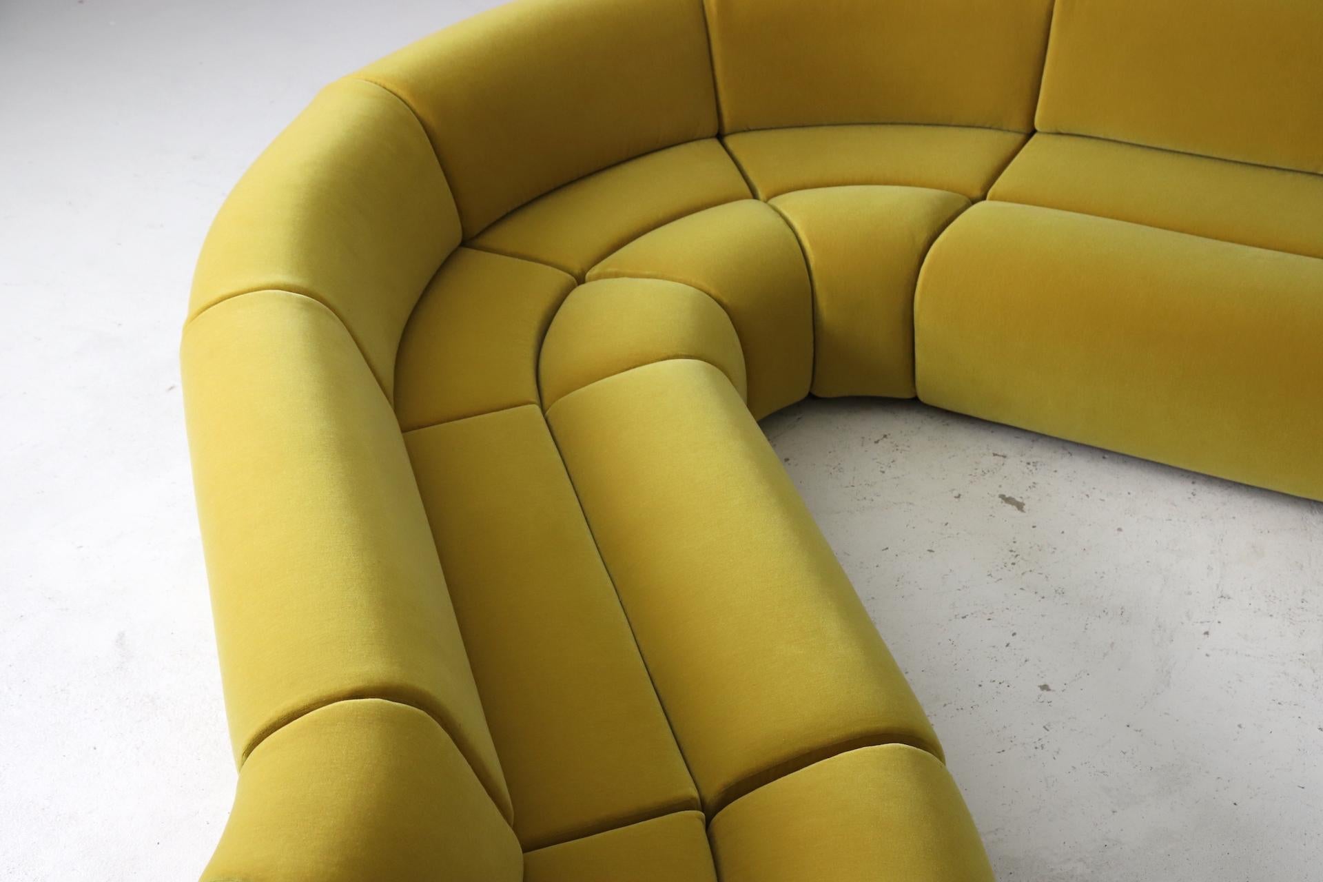 Large modular sofa produced by Asko, Finland 1970s. The sofa consists out of 7 elements, 2x 2 seat, 2x external corner and 3x internal corner. These elements  that make it possible to create a playful setup that would fit into any room. All 7
