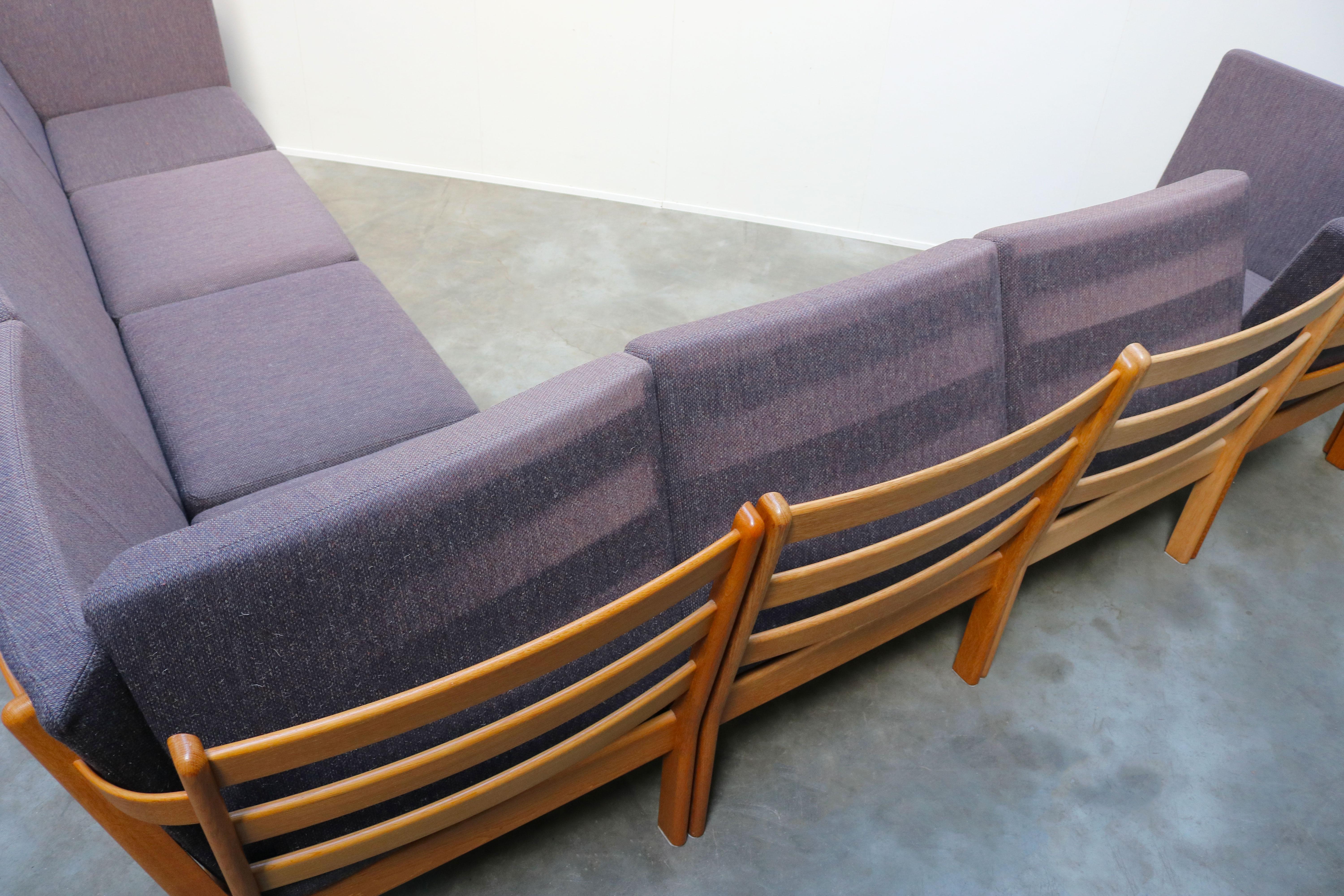 Sofá modular grande GE 280 de Hans J. Wegner para GETAMA Roble Azul Gris en venta 9