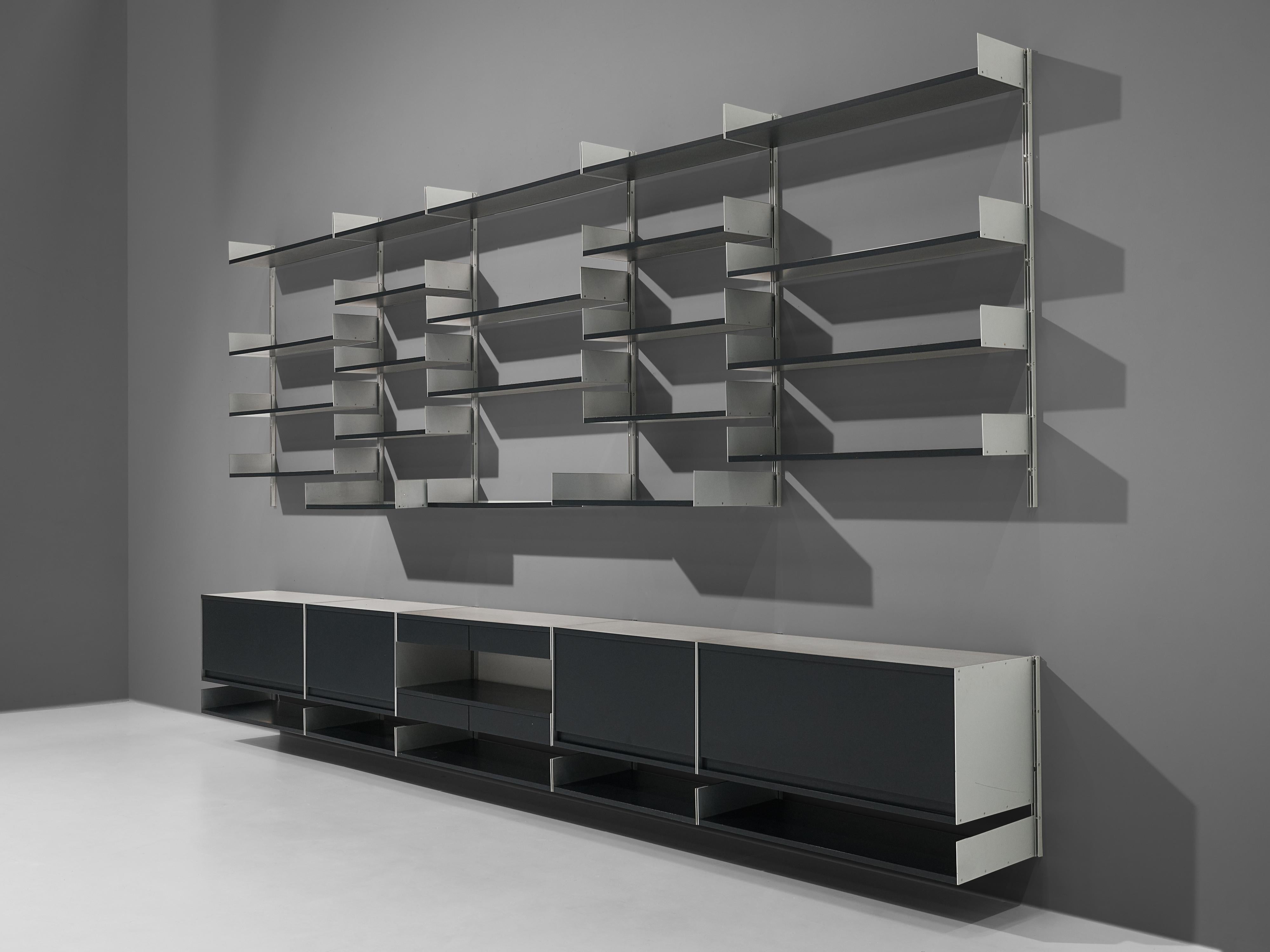 Dieter Rams for Vitsoe Large Modular Wall Unit in Aluminum and Black Wood 5