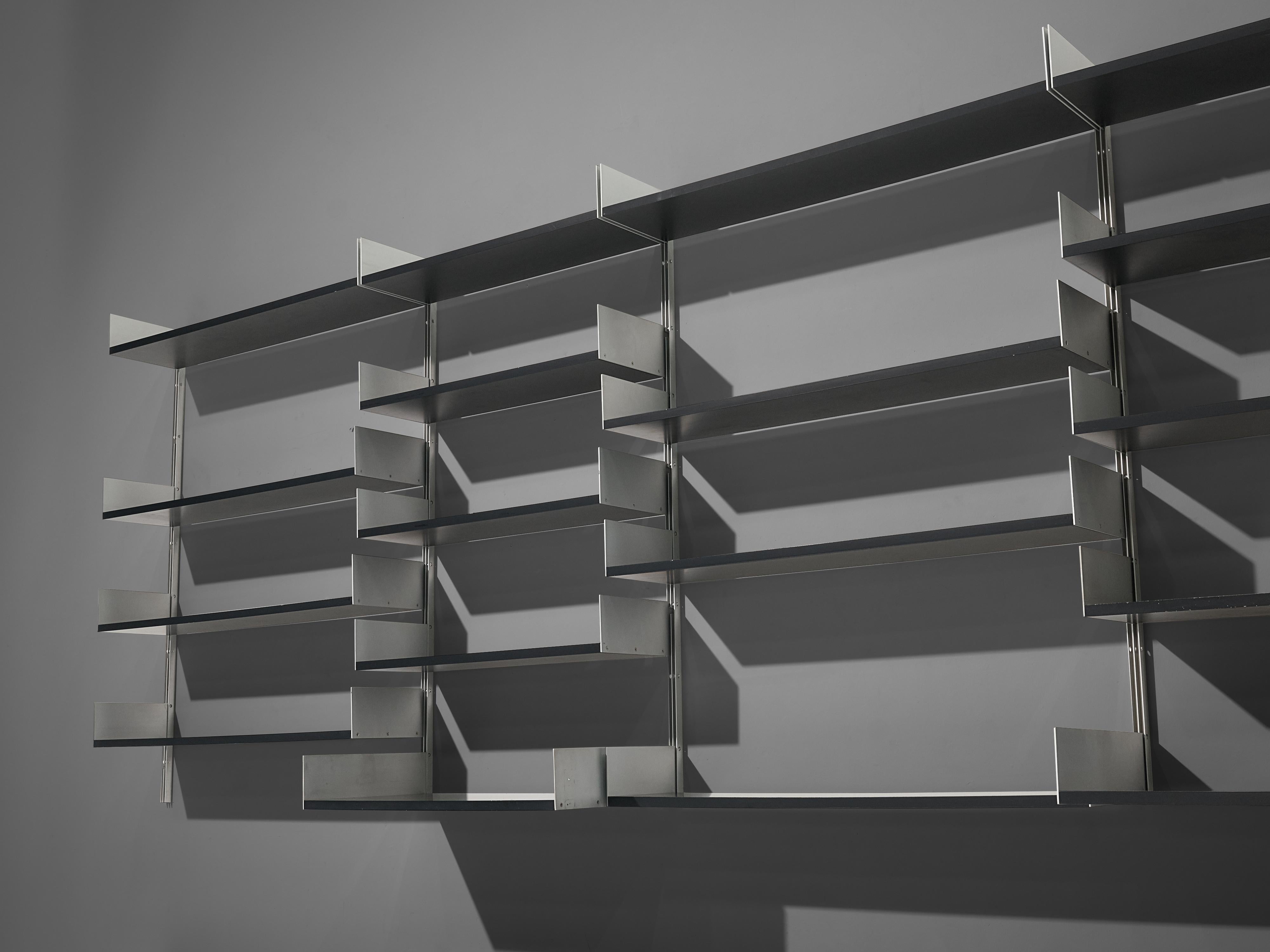 Large Modular Wall Unit by Dieter Rams in Aluminum and Black Wood 2