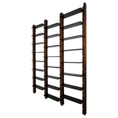 Large Modular Wood Bookcase, Italy, 1960s