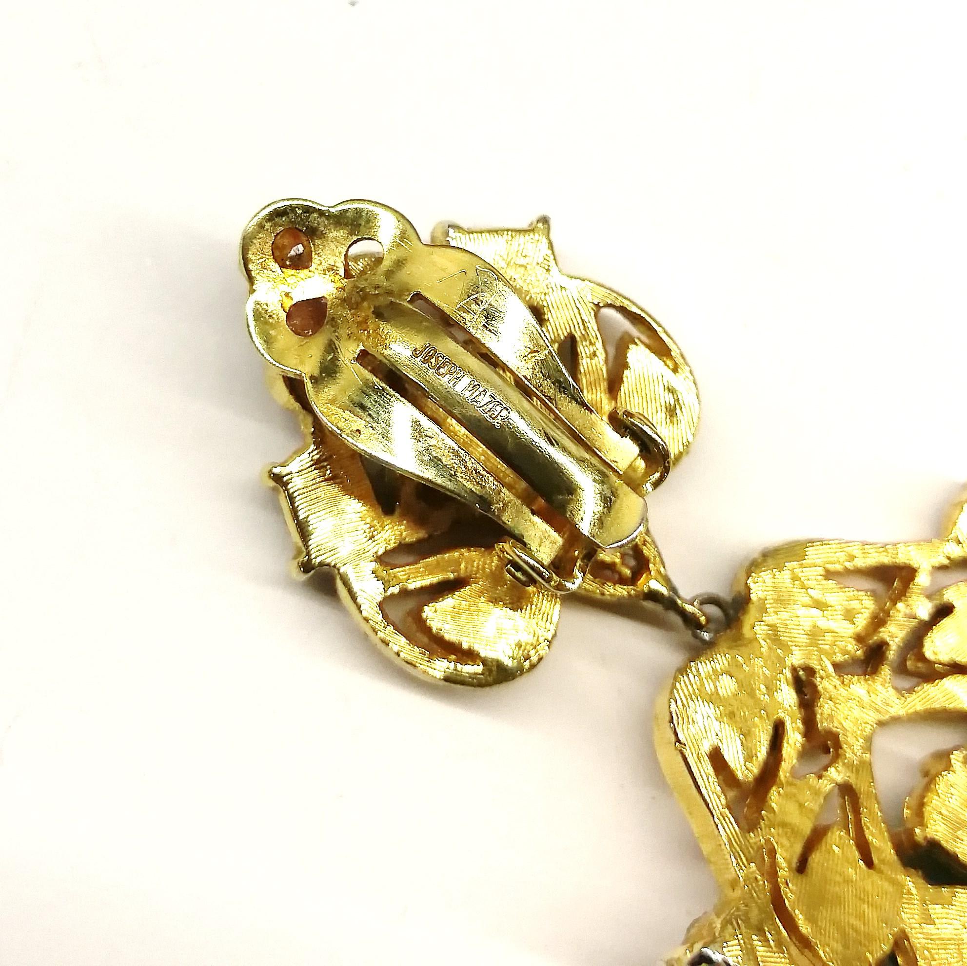 Large Moghul-style gilt metal and coloured paste drop earrings, Mazer, 1960s 1