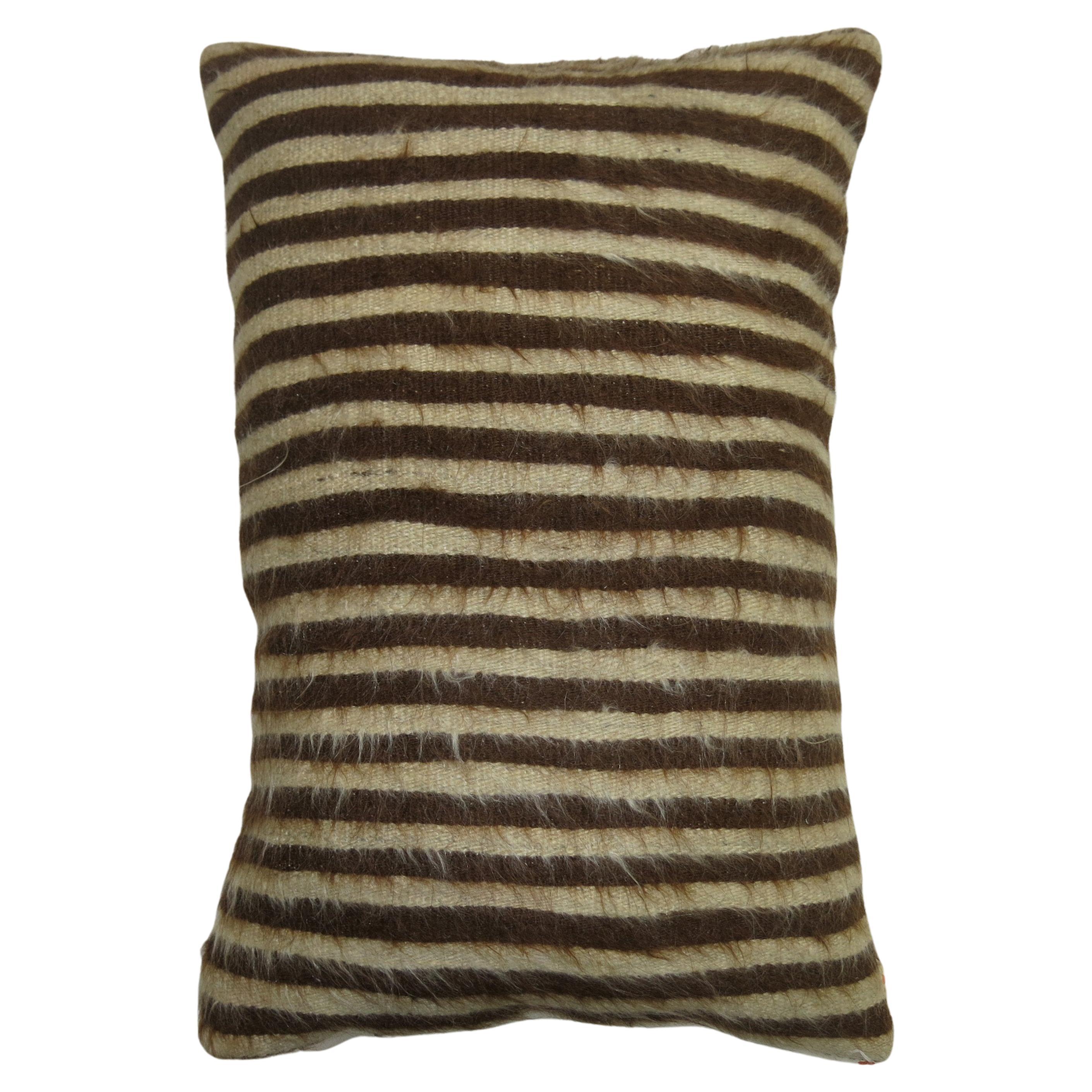 Large Mohair Striped Rug Pillow