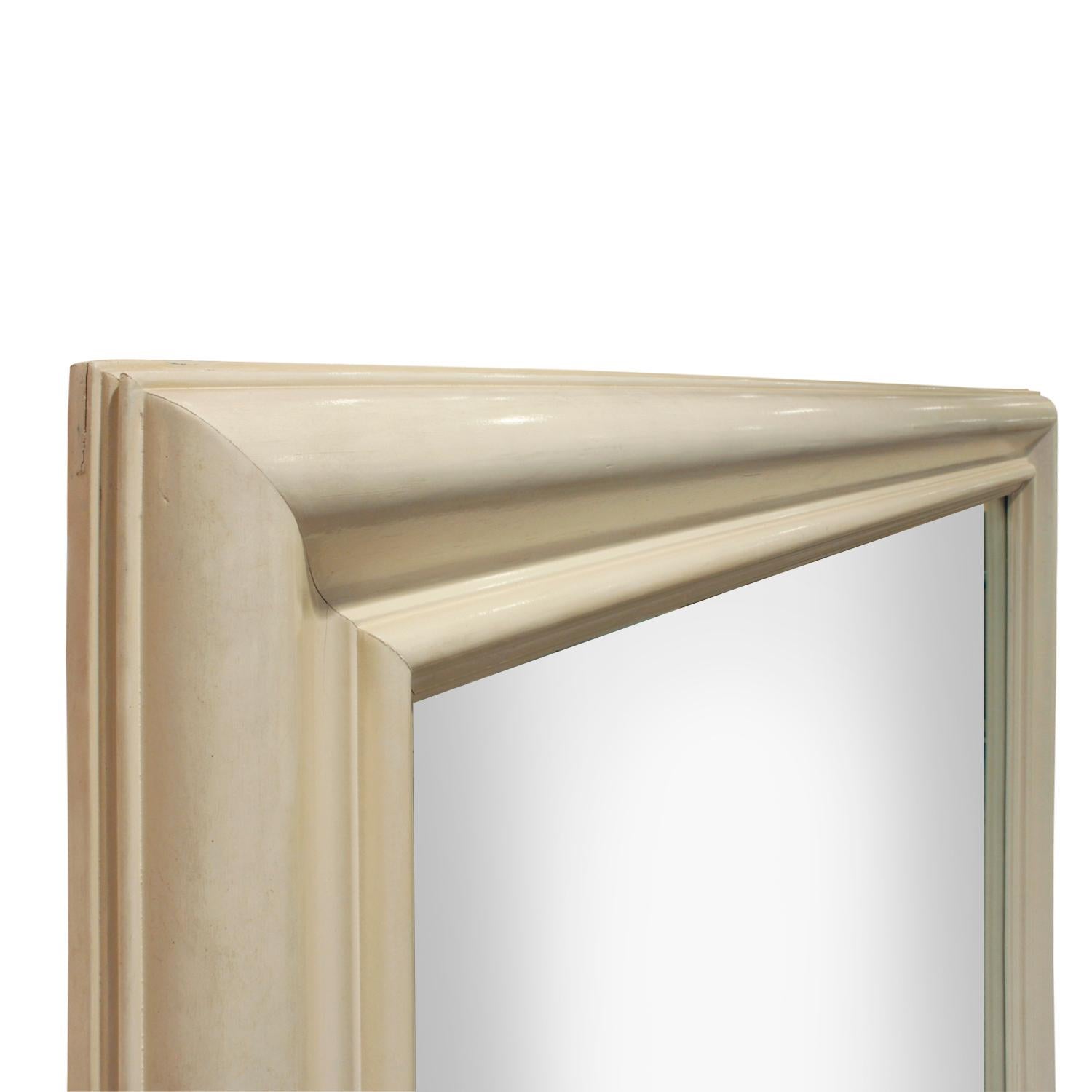 American Large Molding Mirror in Ivory Lacquer, 1970s For Sale