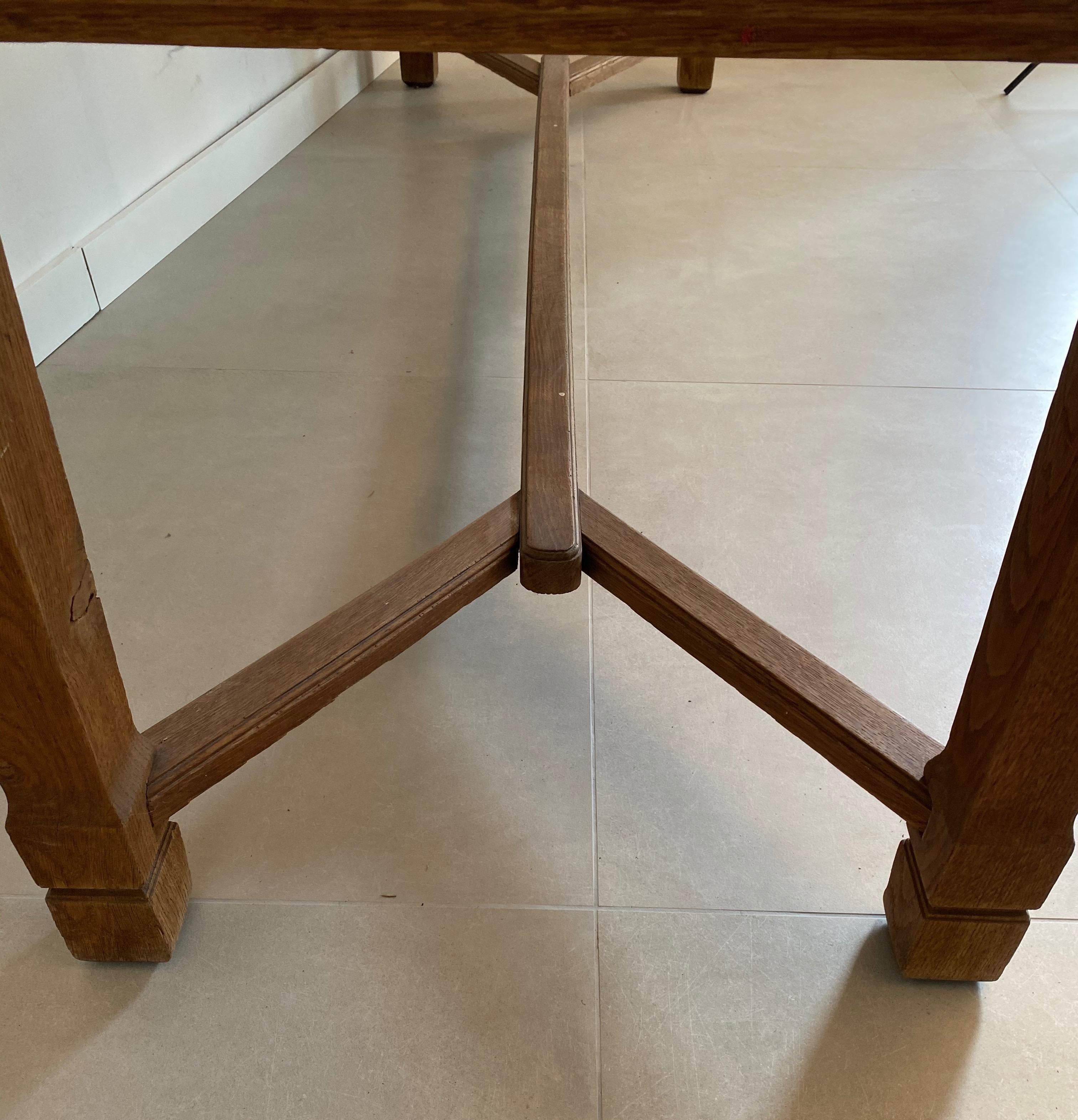 Large Monastery Dinning Table Made of Oak with a Blue Stone Top, French 12