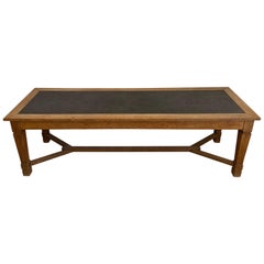 Large Monastery Dinning Table Made of Oak with a Blue Stone Top, French
