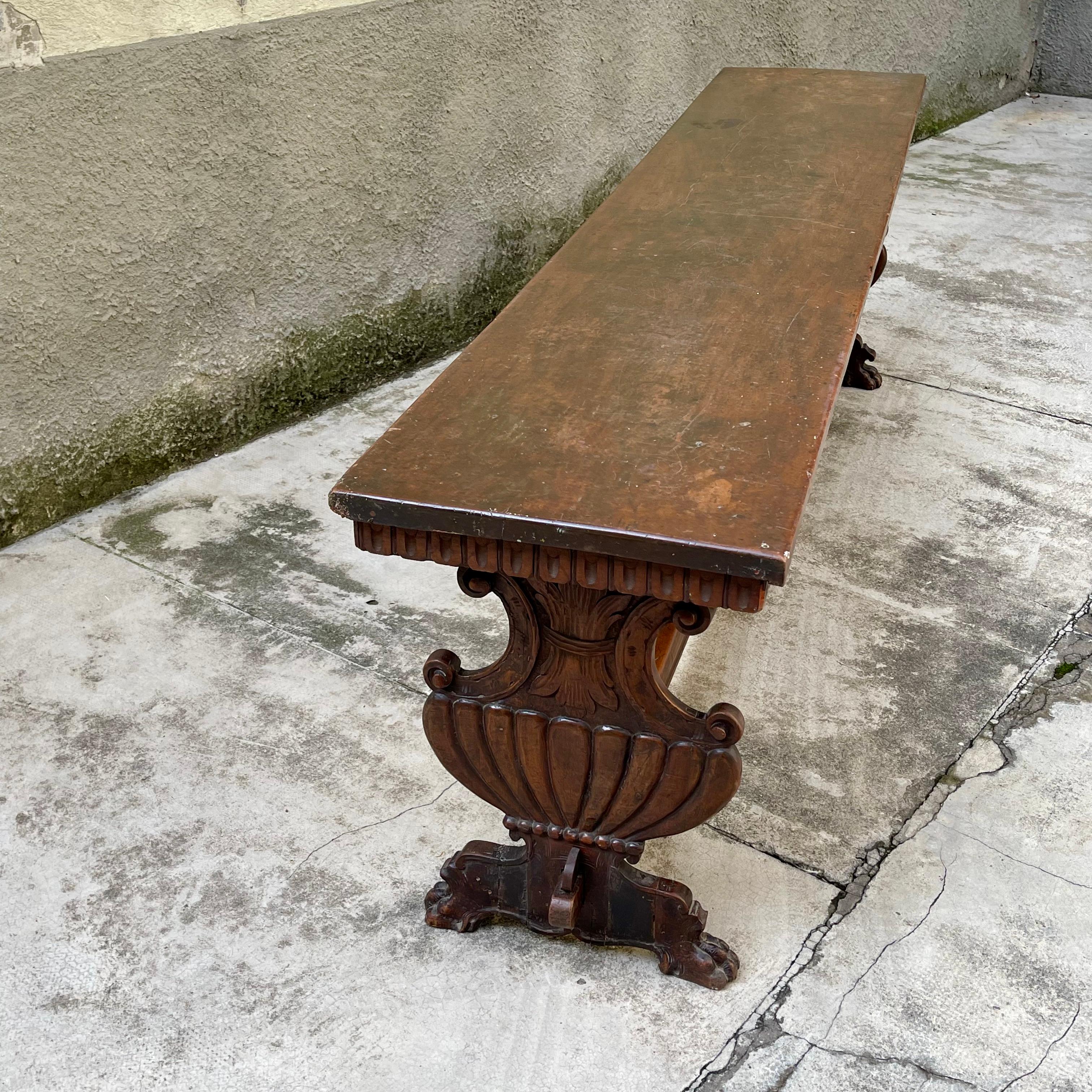 Renaissance Revival Large Monastery Table in Solid Walnut, 1700s