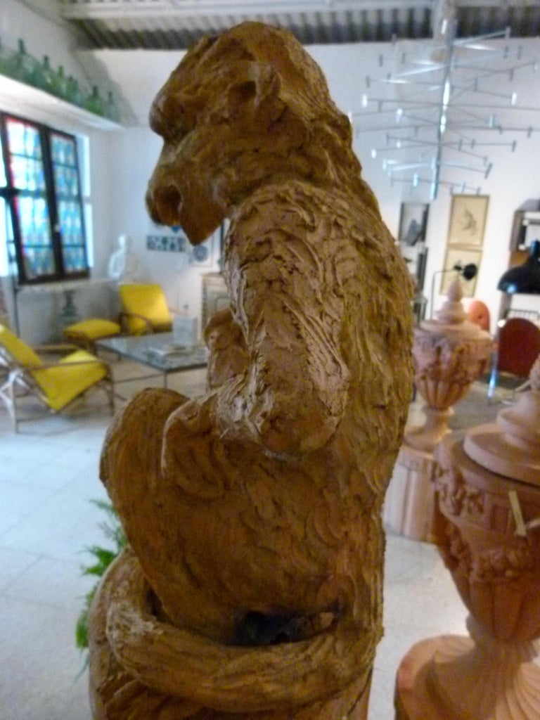 20th Century Terracota Animal Sculpture, Hand Carved In Good Condition For Sale In Vulpellac, Girona