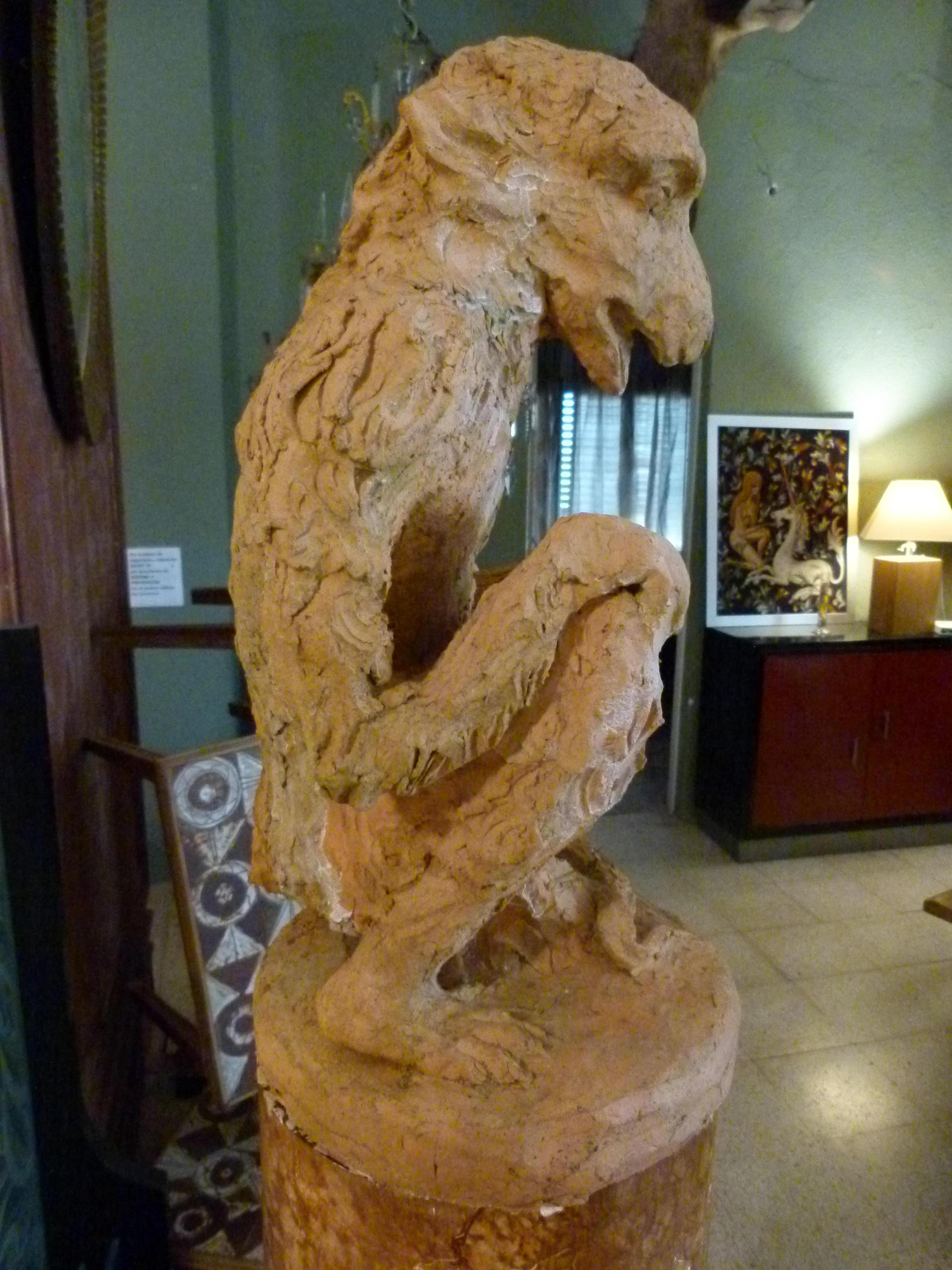 20th Century Terracota Animal Sculpture, Hand Carved 1