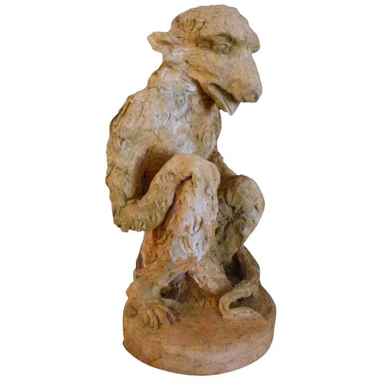 20th Century Terracota Animal Sculpture, Hand Carved For Sale