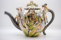 Große Affen-Teekannen-Keramikskulptur von Ardmore aus Südafrika