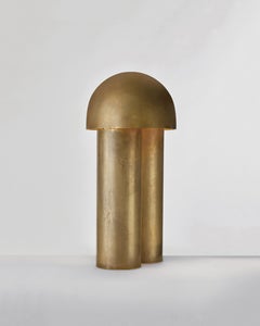 Large Monolith Brass Sculpted Table Lamp by Paul Matter