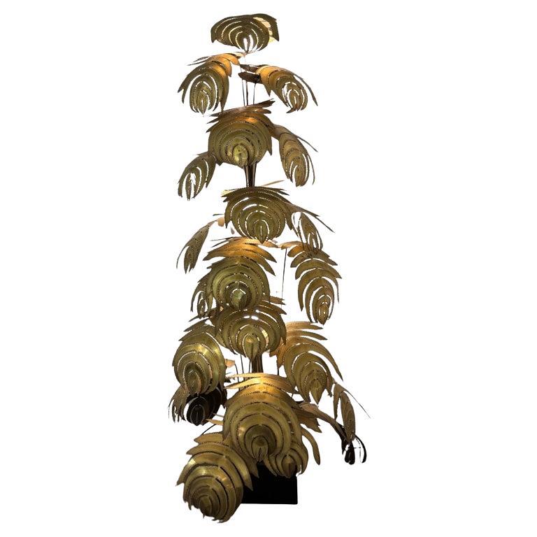 Large Monstera Floor Lamp attributed to Maison Jansen, 1980s For Sale