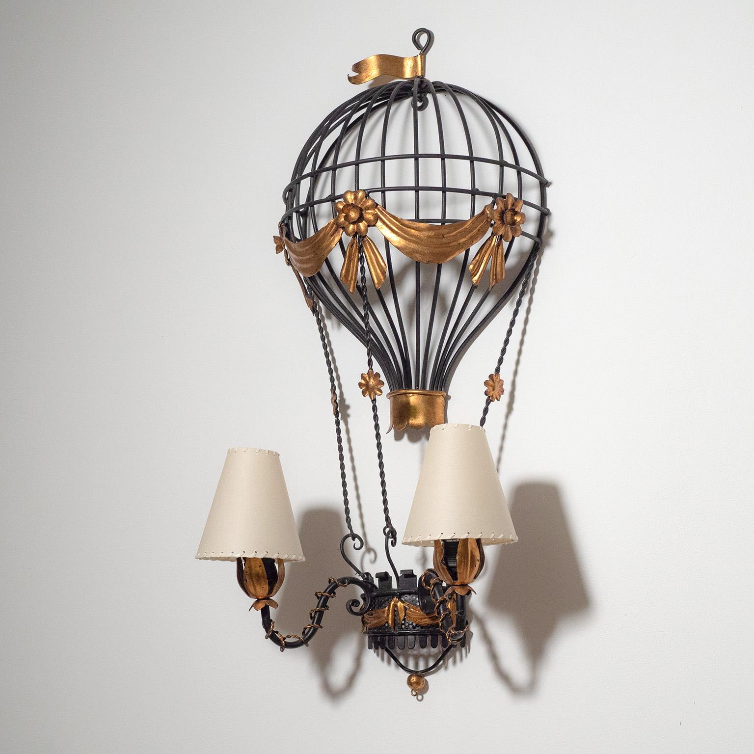 Mid-20th Century Large Montgolfière Wall Light, circa 1950 For Sale