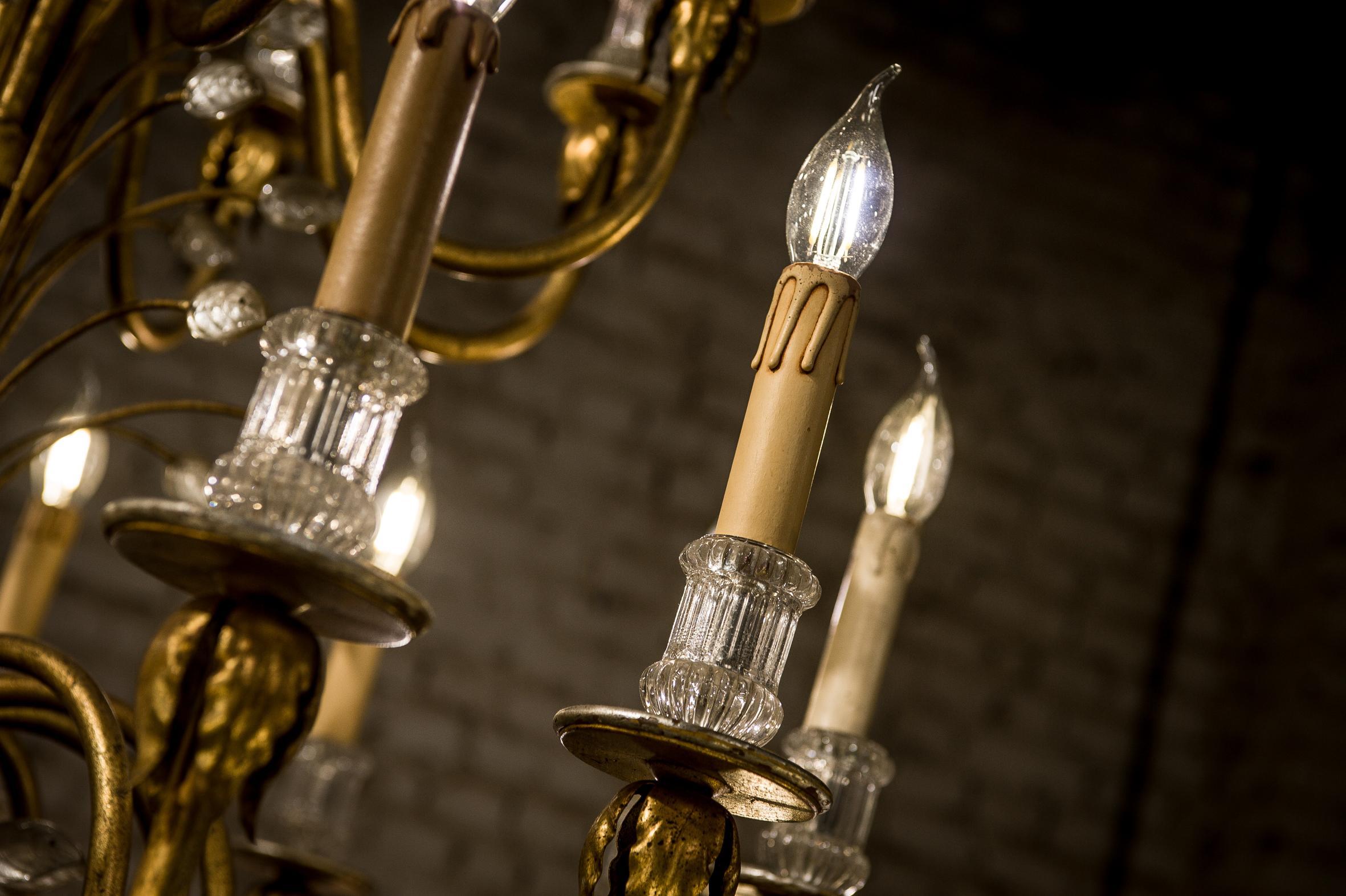 20th Century Large Monumental 3-Tier 36-Light Italian Neoclassic Chandelier with Gold Leaf
