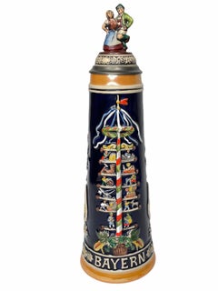 Large Monumental Ceramic Beer Stein Lidded with Pewter Lid by Gerz, 1960s